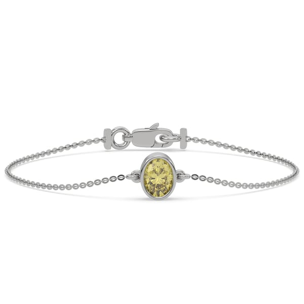 Oval Diamond Bracelet, Oval Yellow Diamond, Diamond Bezel Bracelet, Gold Women Bracelet, Yellow, Rose Gold, White Gold