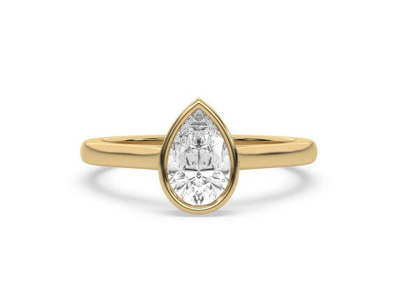 Pear Engagement Ring, Lab Grown Diamond Ring, Solitare Ring Female Promise Ring, Single Diamond Ring, Female Diamond Ring, Bezel Set Ring