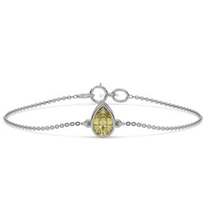 Pear Diamond Bracelet, Yellow Diamond, Diamond Bezel Bracelet, Gold Women Bracelet, Solitaire Bracelet, Yellow, White Gold