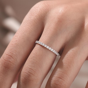 14K Solid Gold Eternity Ring, Lab Grown Diamond Ring, Band Stack Ring ...