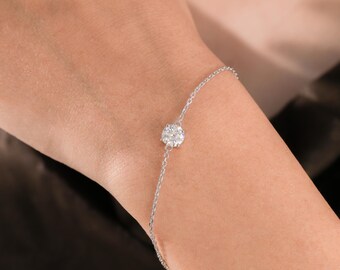 Diamond Bracelet For Women Lab Grown Diamond Bracelet Dainty 14K Gold Bracelet Diamond Chain Bracelet, Gold Diamond Bracelet Gift For Her