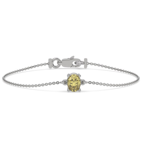14K Gold Oval Diamond Bracelet, Yellow Diamond, Women Diamond Bracelet, Gold Women Bracelet, Yellow, Rose, White Gold