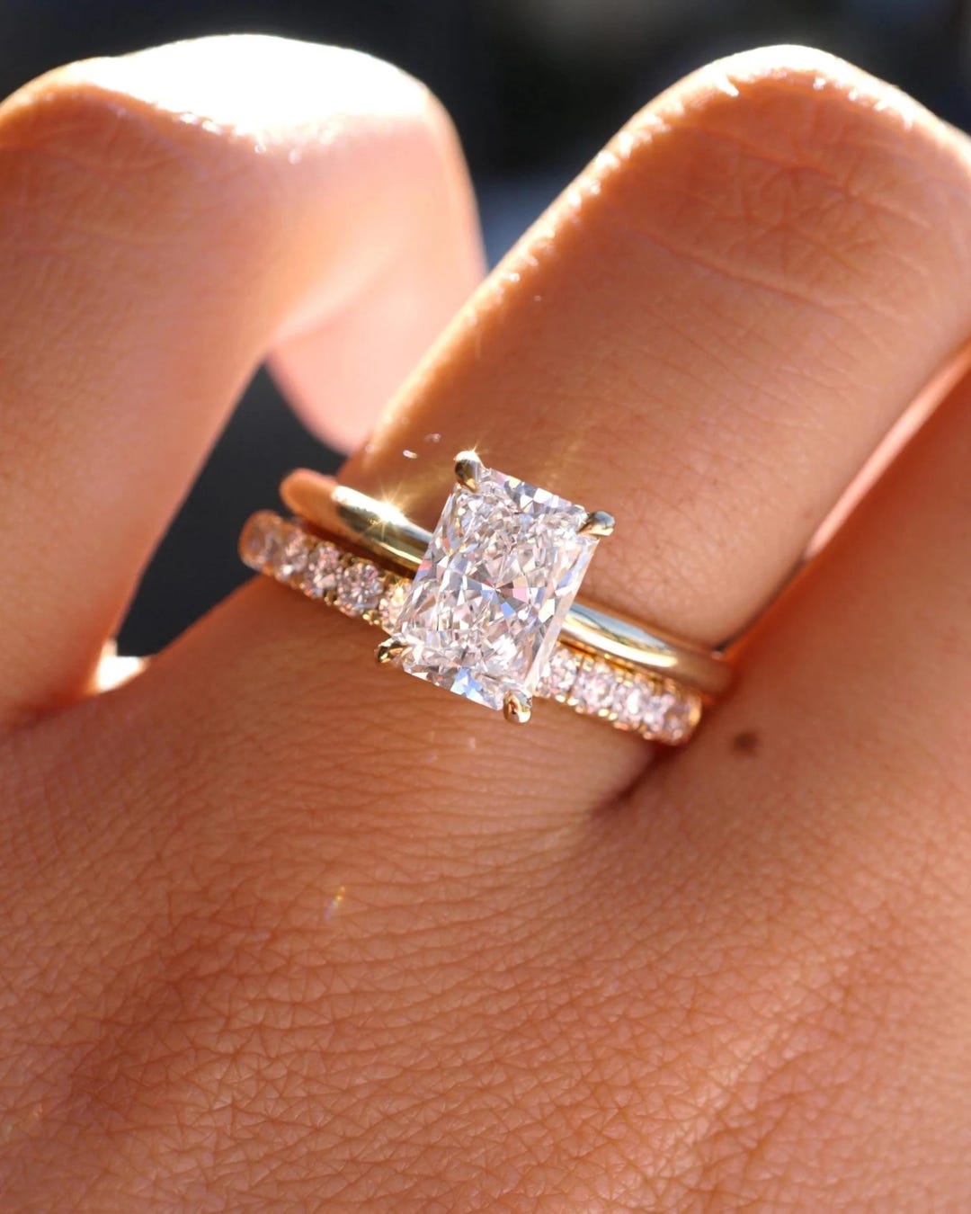 Radiant Cut Diamond Engagement Ring, Lab Grown Diamond Ring, Diamond ...