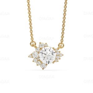 Lab Grown Diamond Necklace, Star Necklace For Women, Cluster Diamond Necklace, Bridal Necklace, Round Cut Diamond Designer Necklace Mom Gift