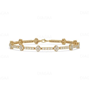 Clover Tennis Bracelet Lab Grown Diamond Bracelet for Women 14k Solid Gold Tennis Bracelet Diamond Clover Bracelet Diamond Infinity Bracelet