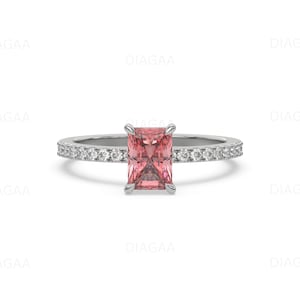 3 CT Pink Diamond Ring, Radiant Cut Diamond Ring, Pave Engagement Ring, Pink Diamond Jewelry, Anniversary Gift, White Gold Ring