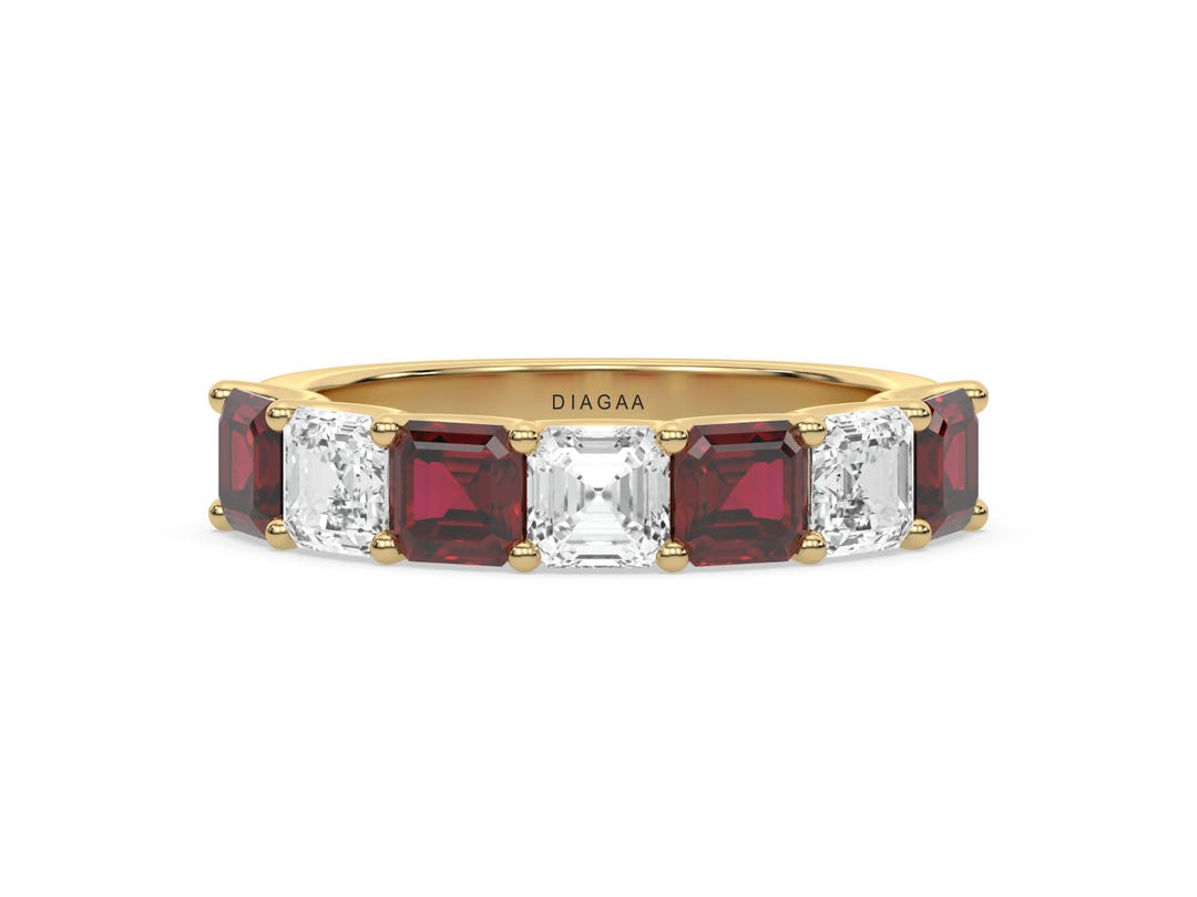 14k gold stackable ruby ring, ruby engagement ring,... 14K Ruby Wedding Ring, Gold Eternity Ring, Stackable Ring, Ruby ...