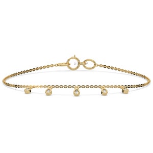 Dangling Diamond Bracelet, Pear Diamond Bracelet, 14K Gold Diamond Bracelet, Women Diamond Bracelet, Gold Charm Bracelet, Anniversary Gift