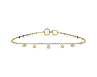 Dangling Diamond Bracelet, Pear Diamond Bracelet, 14K Gold Diamond Bracelet, Women Diamond Bracelet, Gold Charm Bracelet, Anniversary Gift