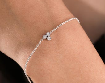 Lab Grown Diamond Bracelet For Women, Dainty Bracelet Gold Diamond Bracelet, Women Charm Bracelet, Designer Bracelet Chain Bracelet Gift Mom