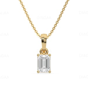 3CT Emerald Cut Diamond Necklace Pendant, Solitaire Necklace, Diamond Pendant Necklace, Gift For Her, Single Diamond Pendant