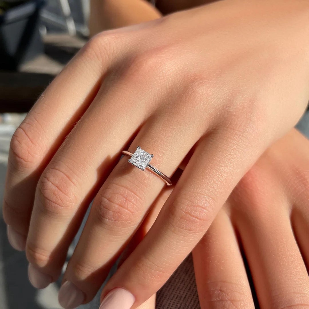 Buy Princess Cut Diamond Ring, Square Engagement Ring, Square Diamond Ring,  Solitaire Diamond Ring, Lab Diamond Ring, Simple Engagement Ring,cvd