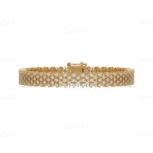 Lab Grown Diamond Tennis Bracelet, Alternating Diamond Bracelet for Women 14K Gold Tennis Bracelet, Handmade Jewelry Bridal Bracelet Gifts