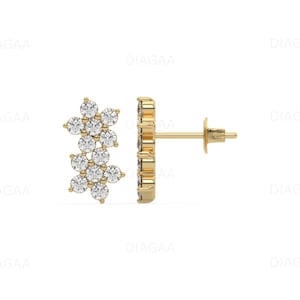 Flower Earrings, Round Diamond Stud Earrings, Diamond Earring Studs, Round Diamond Studs, Small Diamond Earrings, Anniversary Gift