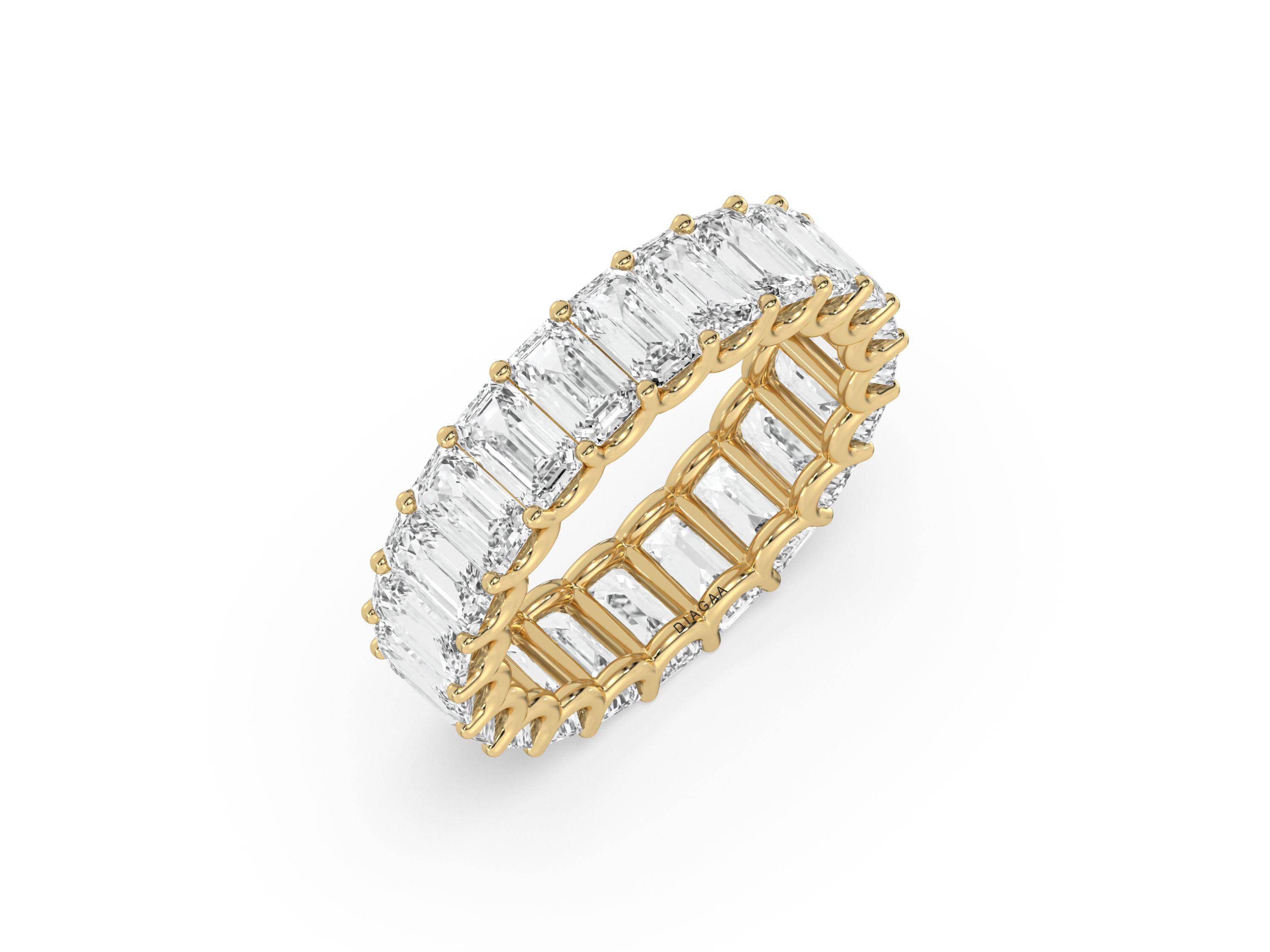 Emerald Cut Lab Grown Diamond Full Eternity Ring, 14K Gold Wedding Band ...