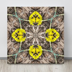 Canvas Nature Print, Sacred Geometry Wall Art, Earth Tone Wall Art, Geometric, Mosaic on Canvas