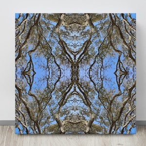 Sky and Tree Mosaic on canvas, Sacred Geometry, Wall Art, Earth Tone, Nature, Print, Geometric Design