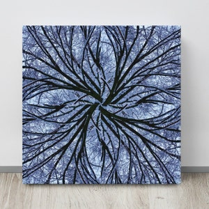 Sacred Geometry Wall Art, Nature Print, Trees and Sky, Canvas Wall Art, Earth Tones, Square Canvas