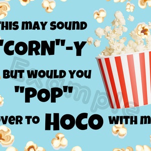 Homecoming Dance Proposal, Popcorn HOCO proposal, digital HOCO proposal, Homecoming invite poster sign proposal