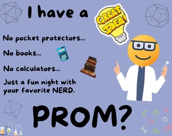 Nerd Promposal, Prom posal, nerd prom proposal, prom ask sign, prom poster, prom invitation, prom invite, digital, downloadable