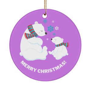 Polar bear ornament, polar bear christmas, gift for polar bear lover, merry christmas polar bear ornament