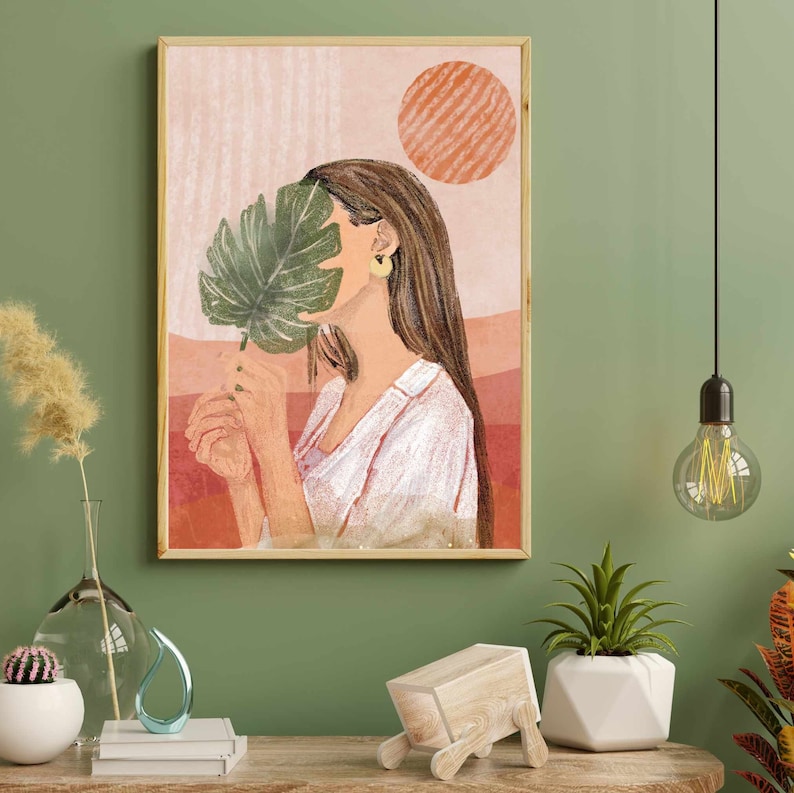 Boho Woman Art Print Female Art Neutral Female Wall Art Boho Girl Print ...