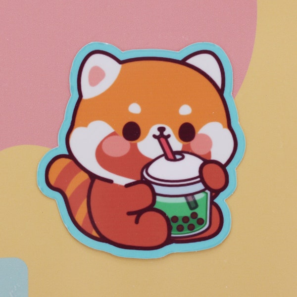 Red Panda Sticker Holographic Waterproof Vinyl Sticker -Boba Boy