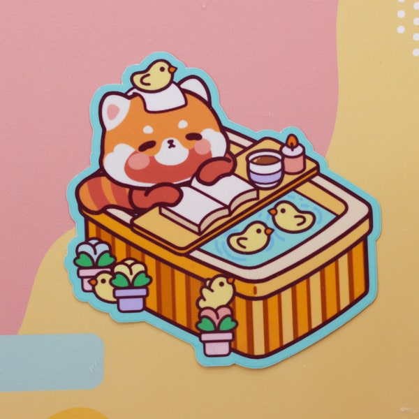 Red Panda Sticker Holographic Waterproof Vinyl Sticker - Bath Boy