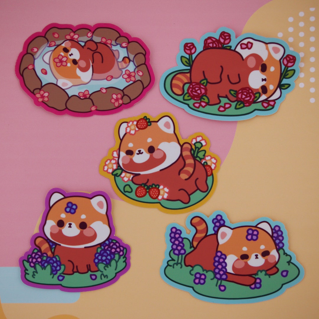 5 Stickers Set - Red Panda Sticker Holographic Waterproof Vinyl Sticker ...