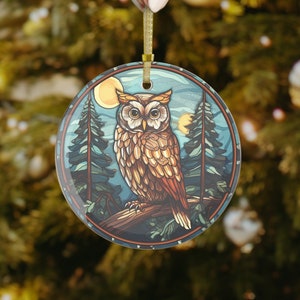 Owl in Stained Glass Effect, Glass Christmas Ornaments, Christmas Owl Ornament, Tree Decorations, Owl Decor, Owl Holiday Decoration