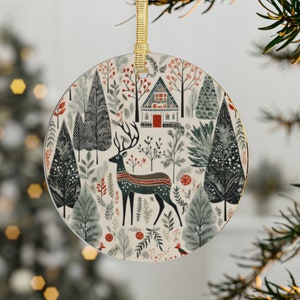Scandinavian Christmas Ornament, Custom Ornament, Personalized Christmas Gifts, Scandinavian Print Design for Christmas Decor, Holiday Decor