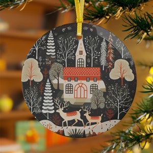 Scandinavian Christmas Glass Ornaments, Christmas Ornaments in Nordic Folk Art Style, Vintage Christmas and Holiday Decor, Christmas Gifts