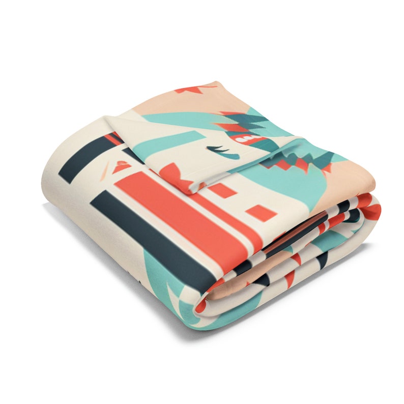 Aztec Style Arctic Fleece Blanket, Warm Vibrant Print Blanket, New