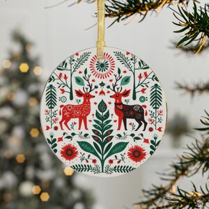 Scandinavian Christmas Ornament, Custom Ornament, Personalized Christmas Gifts, Scandinavian Print Design for Christmas Decor, Holiday Decor