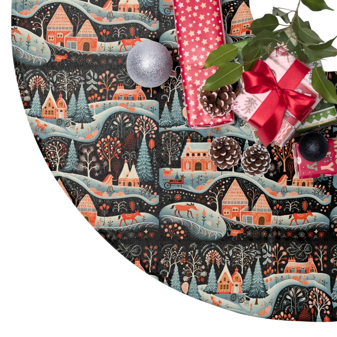 Scandinavian Christmas Tree Skirts Round Tree Skirts Etsy