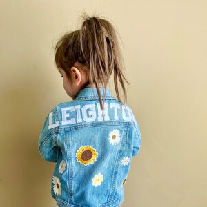 Custom Letter Patch Jean Jacket, Custom Girls Boys Toddler Name Patch Denim Jacket
