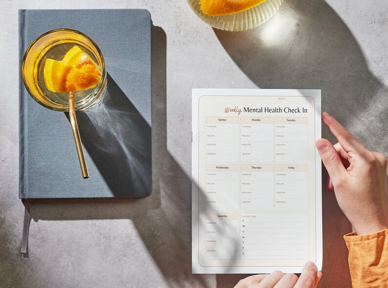 Mental Health Checkin Chart FREE SHIPPING Etsy