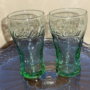 Vintage 4” Minature Green Coca-Cola Glasses Made by Libbey Glass USA