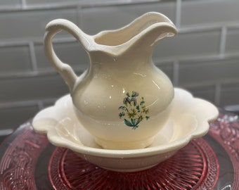 Vintage Arnel's Small Ceramic Wash Basin Bowl and Pitcher