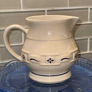 Vintage Longaberger Woven Traditions Classic Blue 1QT. Pitcher-Reversed Stamped
