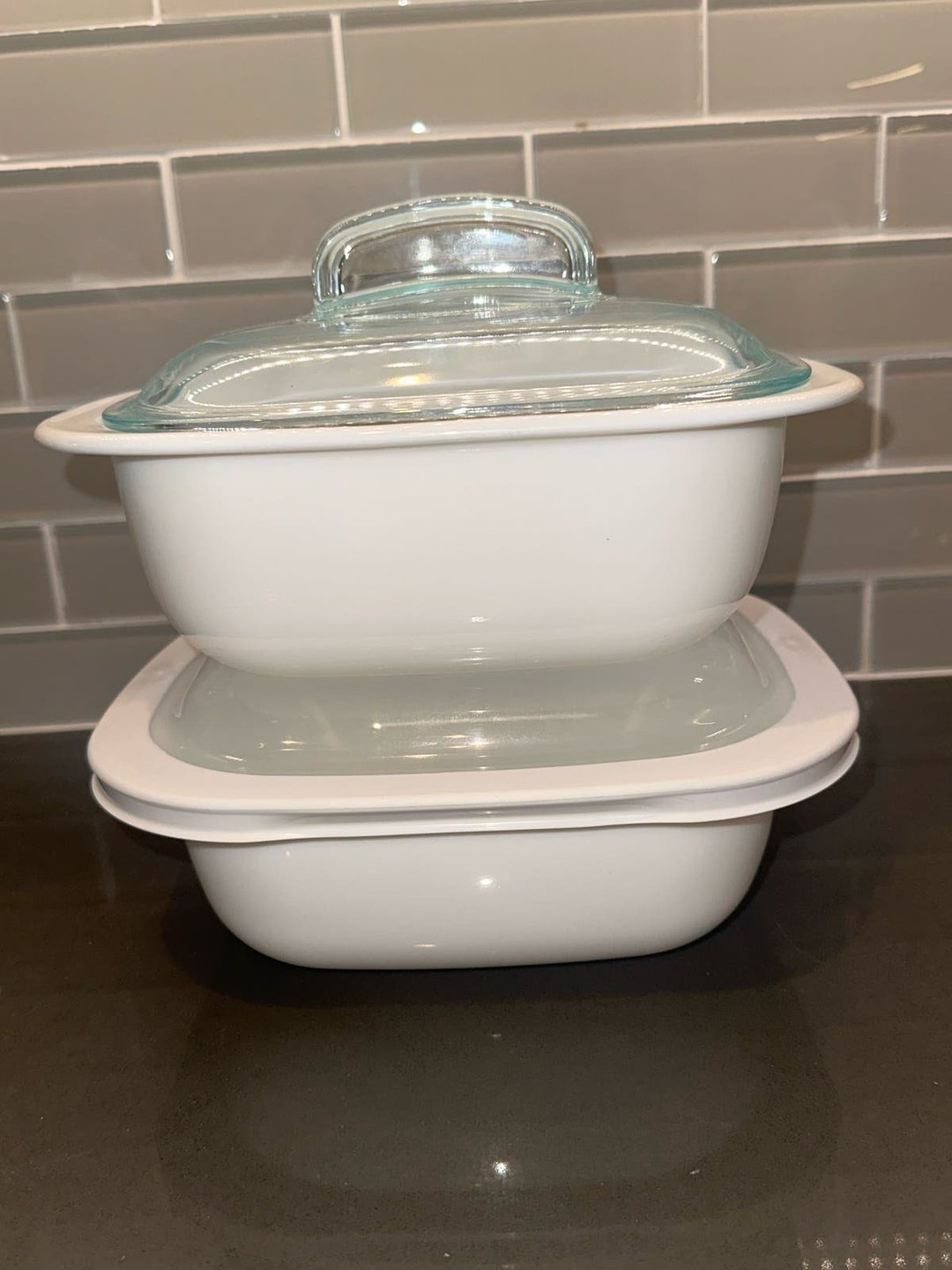 4pc Corningware White SIMPLY LITE 1.5 QT Baking Dish Set W/lids Etsy