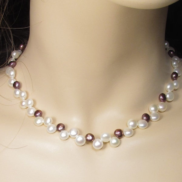 6-7mm multicolor half round button pearl necklace freshwater cultured pearl bead wine red pearl unique fashion artsy pearl choker JN22508RD