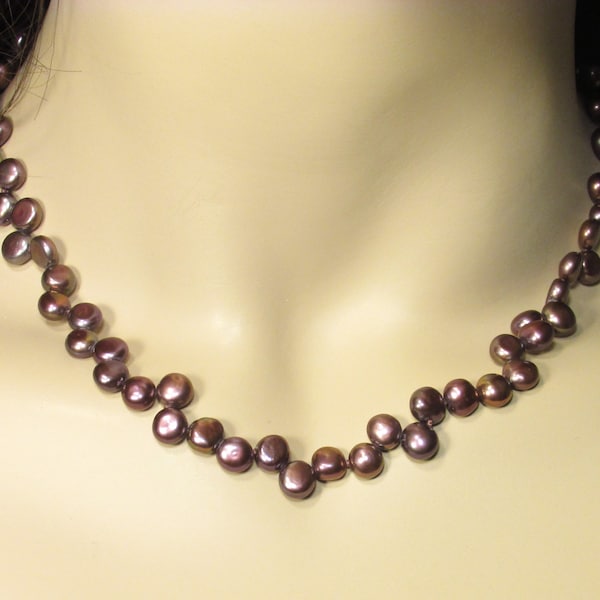 Wine Red Color Baroque Pearl Necklace, Freshwater Pearl Necklace for Women,  Real Pearls, Color Pearl Necklace, Pearl Choker JNBRBA670RD