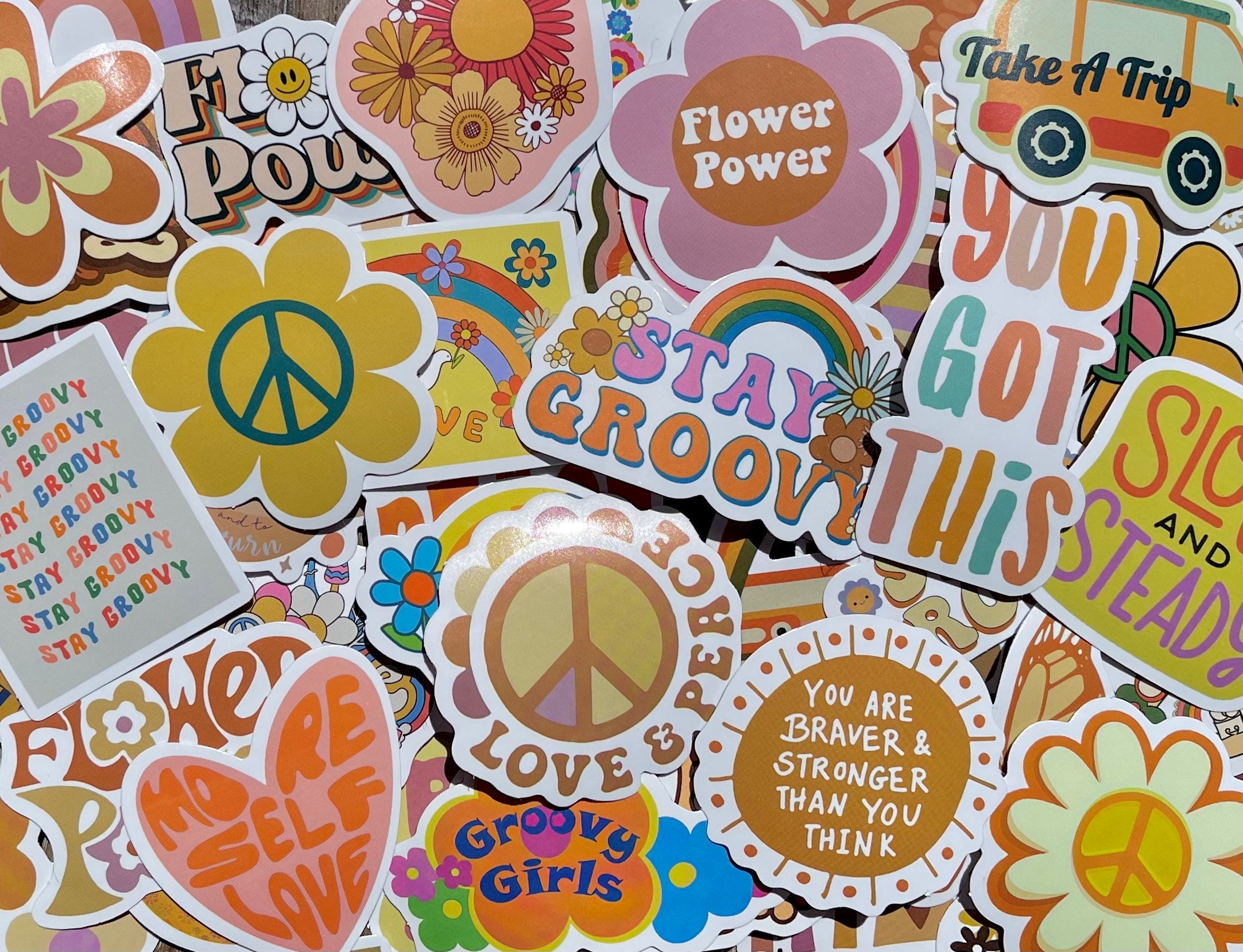 Groovy Positive Vibes Sticker Pack - Etsy