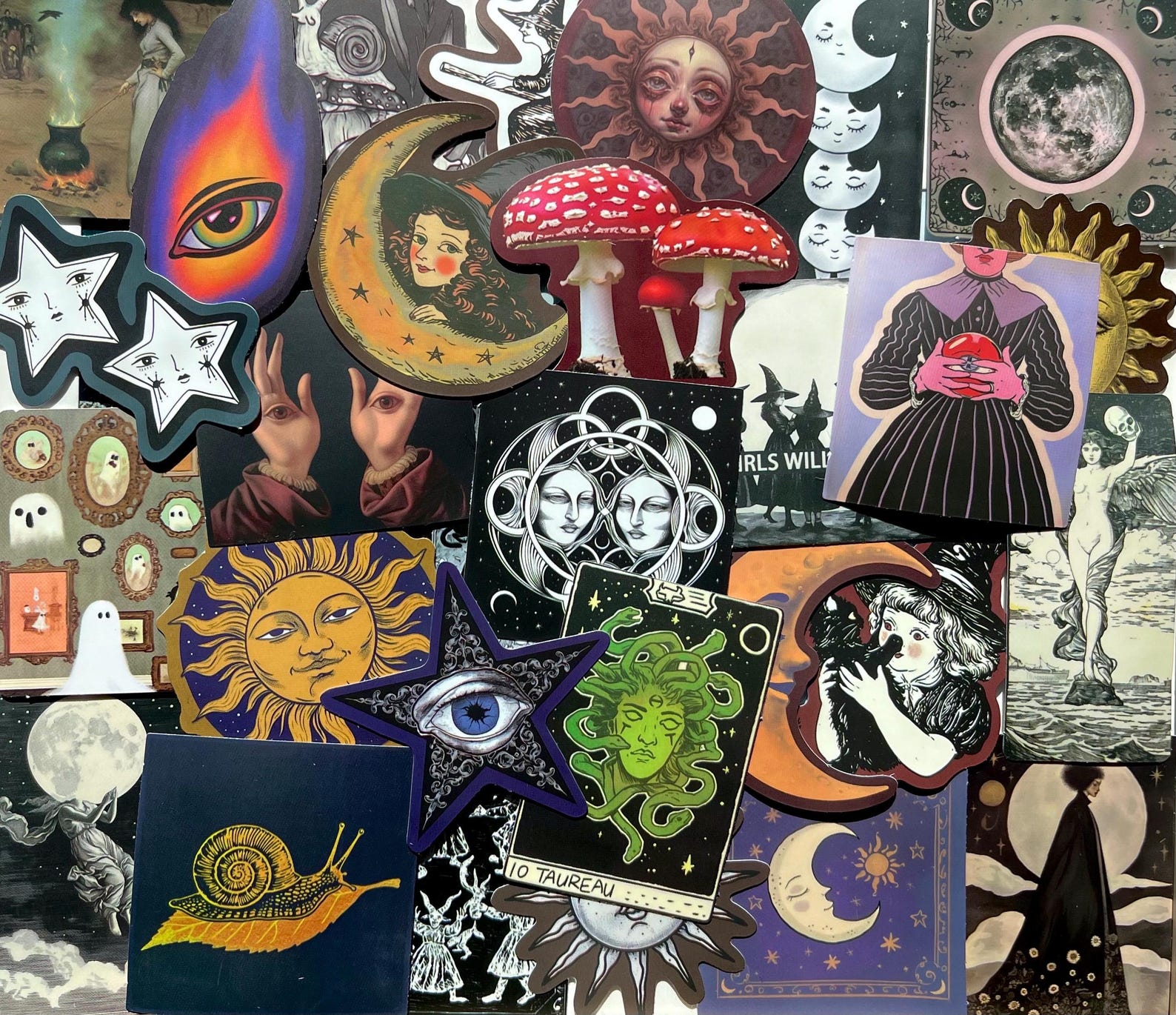Vintage Grunge Celestial Sticker Pack