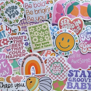 Retro Self Care Motivational Sticker Pack