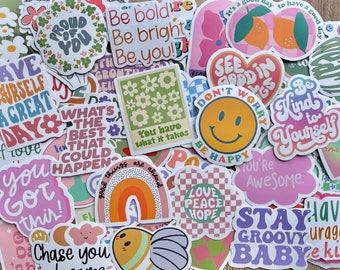 Retro Self Care Motivational Sticker Pack