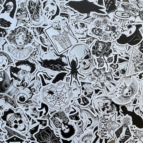 Black and White Goth Sticker Pack Etsy