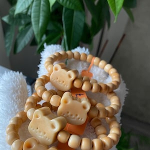 Medori&#39;s Jewelry | Natural Weathered White Jade Bodhi Bracelet | Prayer Mala Beads| Bracelet Jewelry Gifts |Ivory Nut Palm8mm|风化白玉菩提配象牙果小熊饼干