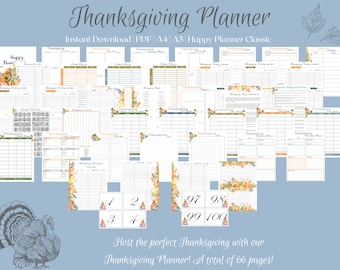 Thanksgiving Planner Printable: Holiday Menu, Guest List (Digital Download)